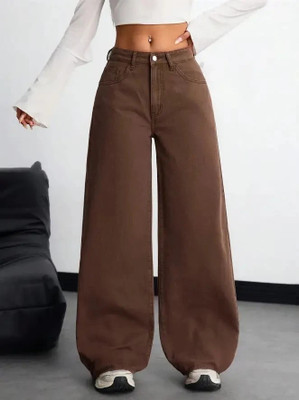 woomny Straight Fit Women Brown Jeans