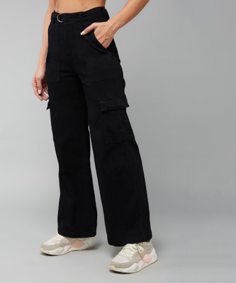 DOLCE CRUDO Flared Women Black Jeans