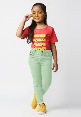 Aloof Regular Girls Light Green Jeans