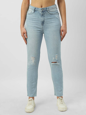 Kraus Jeans Women High-Rise Slim Straight Fit Jeans Straight Fit Women Light Blue Jeans