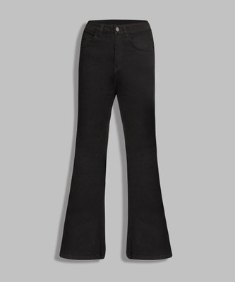 DOLCE CRUDO Boot-Leg Women Black Jeans