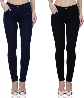 Kitty Fashion Skinny Women Blue, Black Jeans(Pack of 2)