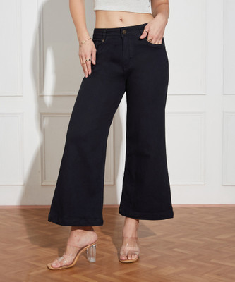 Miss Chase Flared Women Black Jeans