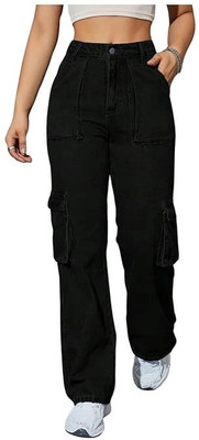 DEALZONE Loose Fit Women Black Jeans