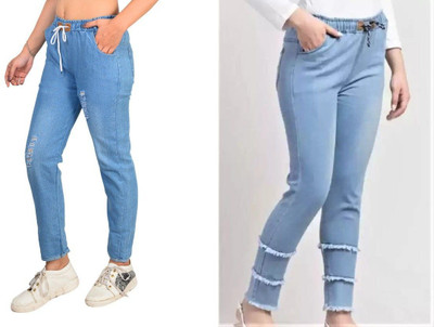 Neha fab Jogger Fit Girls Blue Jeans(Pack of 2)