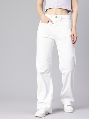 GLOBENAUT Flared Women White Jeans