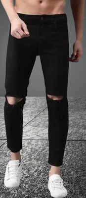 POKHINDA Skinny Men Black Jeans