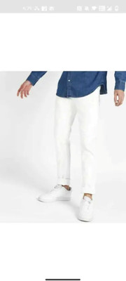 WHITE HAND Slim Men White Jeans