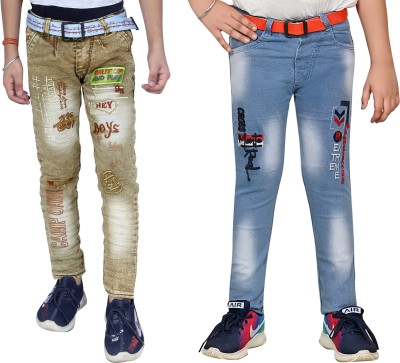 Kundan Regular Boys Beige, Blue Jeans(Pack of 2)