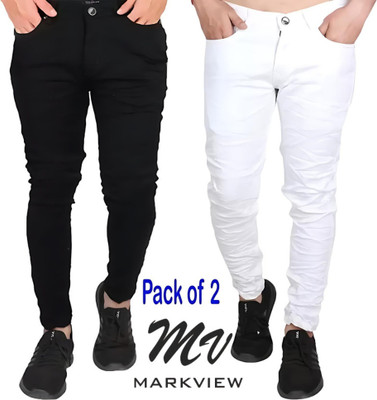 markview Regular Men Black, White Jeans(Pack of 2)