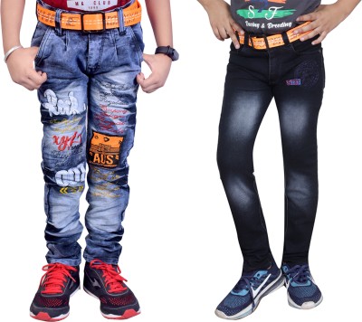 LAHSUAK Regular Boys Black, Blue Jeans(Pack of 2)