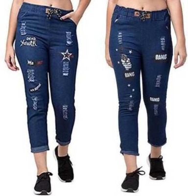 Miraksh Jogger Fit Girls Dark Blue Jeans(Pack of 2)