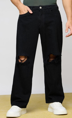 Star4well Relaxed Fit Men Black Jeans