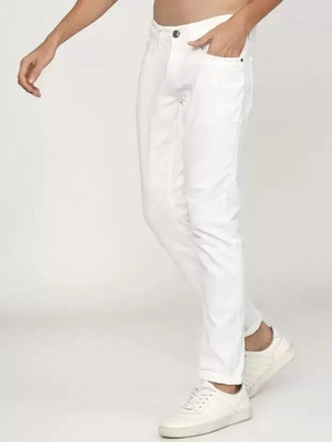 FLIECAINERER Boyfriend Men White Jeans