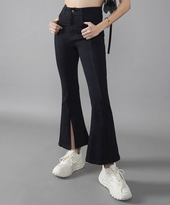 DOLCE CRUDO Boot-Leg Women Black Jeans