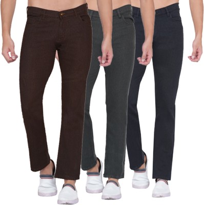 Dais Multicolor Strechable Jeans for Straight Fit Men Black, Brown, Grey Jeans(Pack of 3)