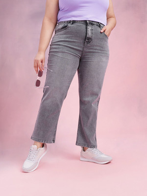 DressBerry Curve Straight Fit Women Grey Jeans