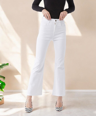 Miss Chase Flared Women White Jeans