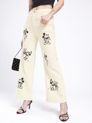 Glitchez Loose Fit Women Beige Jeans