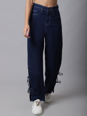 river of design Flared Women Dark Blue Jeans