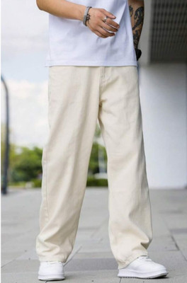 M Q Deinm Loose Fit Men Beige Jeans