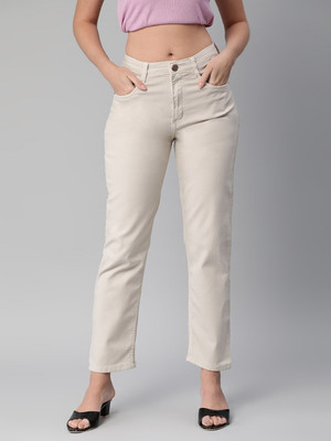 GLOBENAUT Straight Fit Women Beige Jeans