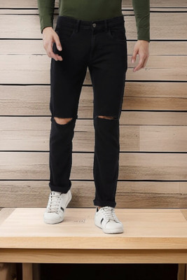 POKHINDA Skinny Men Black Jeans