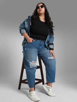 High Star Boyfriend Women Blue Jeans
