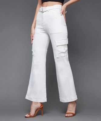 Miss Chase Flared Women White Jeans