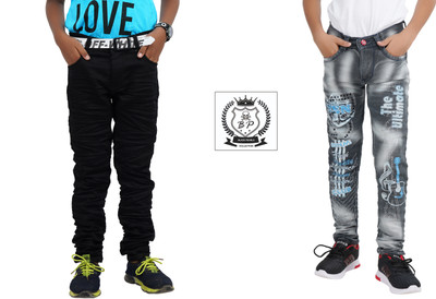 Fandom Collection Regular Boys Grey, Black Jeans(Pack of 2)