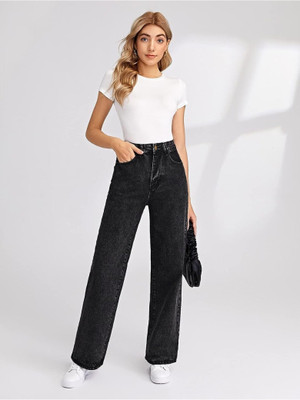 Glossia Boot-Leg Women Black Jeans