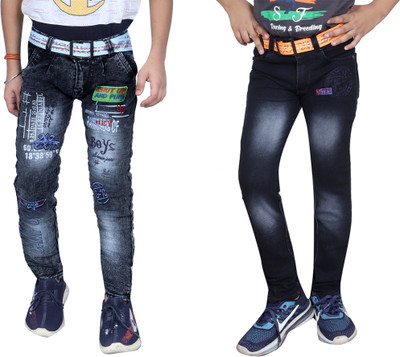 Kundan Regular Boys Black, Blue Jeans(Pack of 2)
