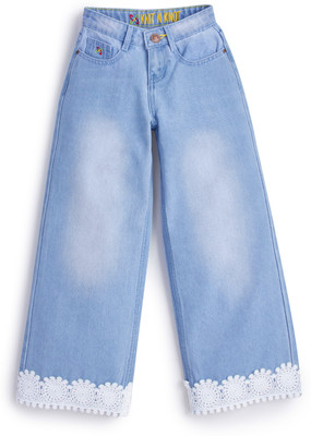 Knit N Knot Flared Girls Light Blue Jeans