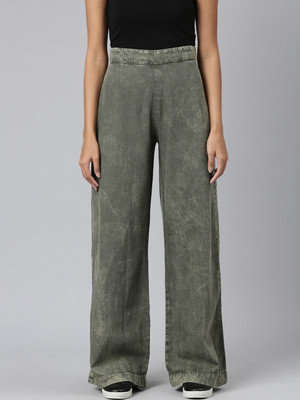 SHOWOFFFF Boot-Leg Women Green Jeans