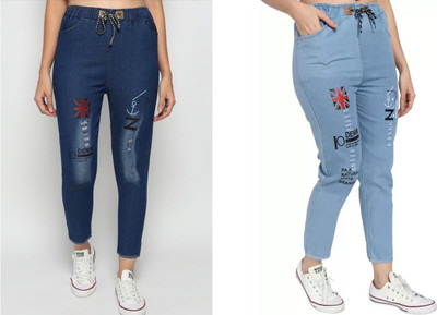 Neha fab Jogger Fit Girls Blue Jeans(Pack of 2)