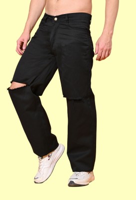 Flaring Loose Fit Men Black Jeans