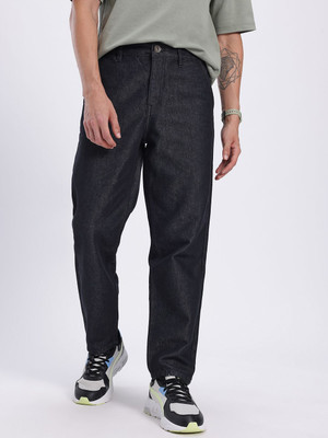 Glitchez Relaxed Fit Men Black Jeans
