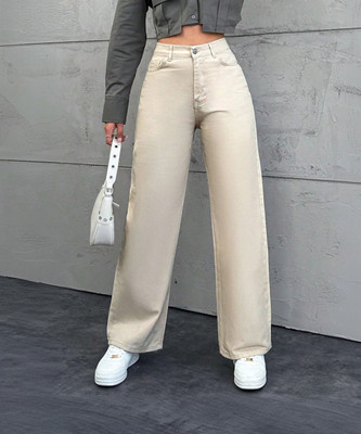 CLOTHFYIN Regular Women Beige Jeans