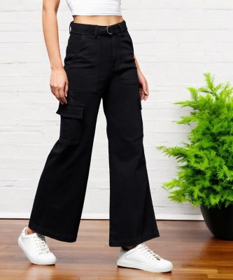 Miss Chase Flared Women Black Jeans