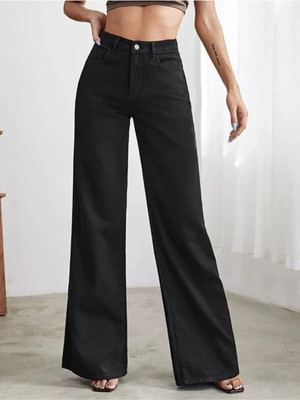 HER DENIM Straight Fit Women Black Jeans