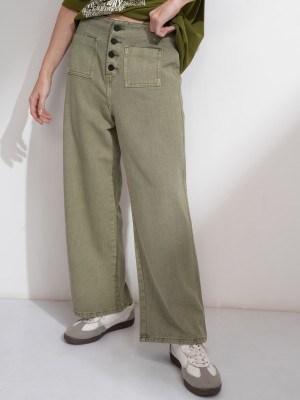 Tokyo Talkies Straight Fit Women Green Jeans