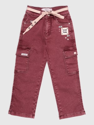 Albion Regular Girls Maroon Jeans