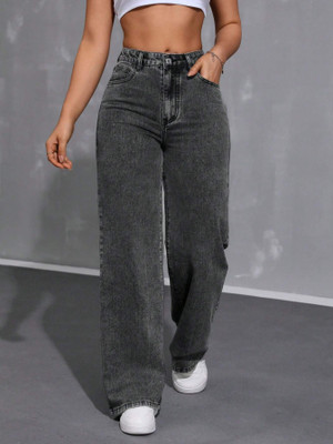 PINKLIT Relaxed Fit Women Dark Grey Jeans