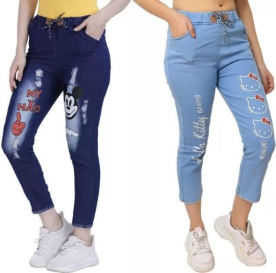 NEHA FASHION Jogger Fit Girls Dark Blue, Light Blue Jeans(Pack of 2)