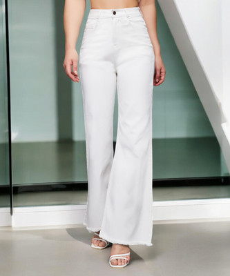 Miss Chase Flared Women White Jeans