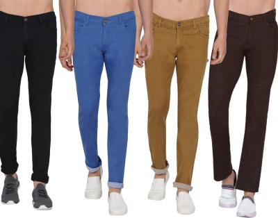 Dais Skinny Men Black, Light Blue, Brown, Brown Jeans(Pack of 4)