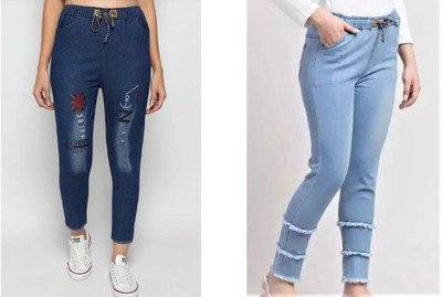 Neha fab Jogger Fit Girls Blue Jeans(Pack of 2)