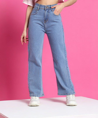 DENIM LOOK Flared Women Light Blue Jeans