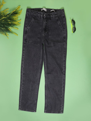 V-MART Straight Fit Girls Grey Jeans