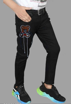 FASHIONHUBMAN Slim Boys Black Jeans